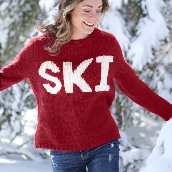 Wooden Ships Ski Pullover Chunky Sweater Red Chile - XS - Picture 1 of 6